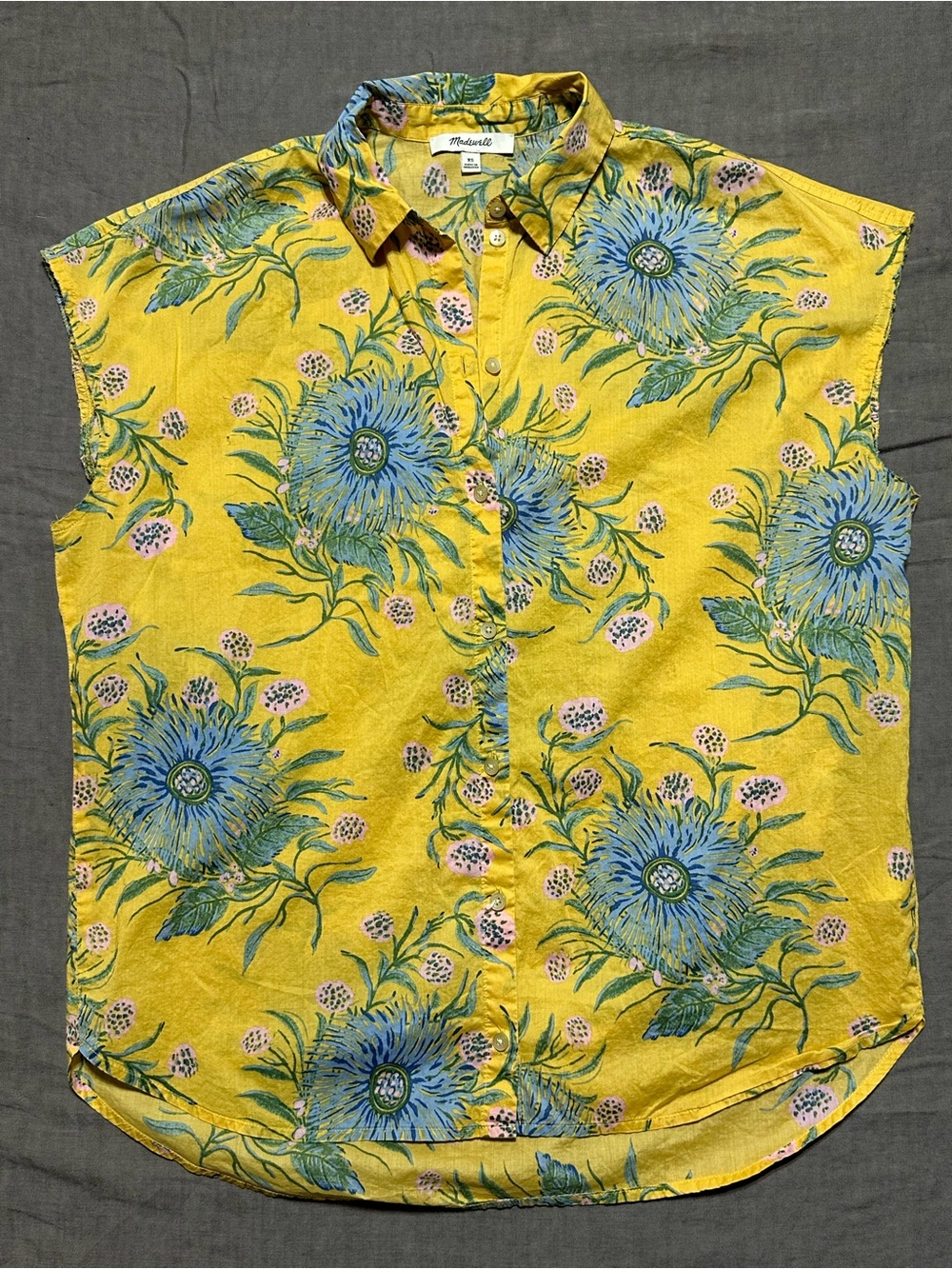 Madewell Yellow Floral Sleeveless Top